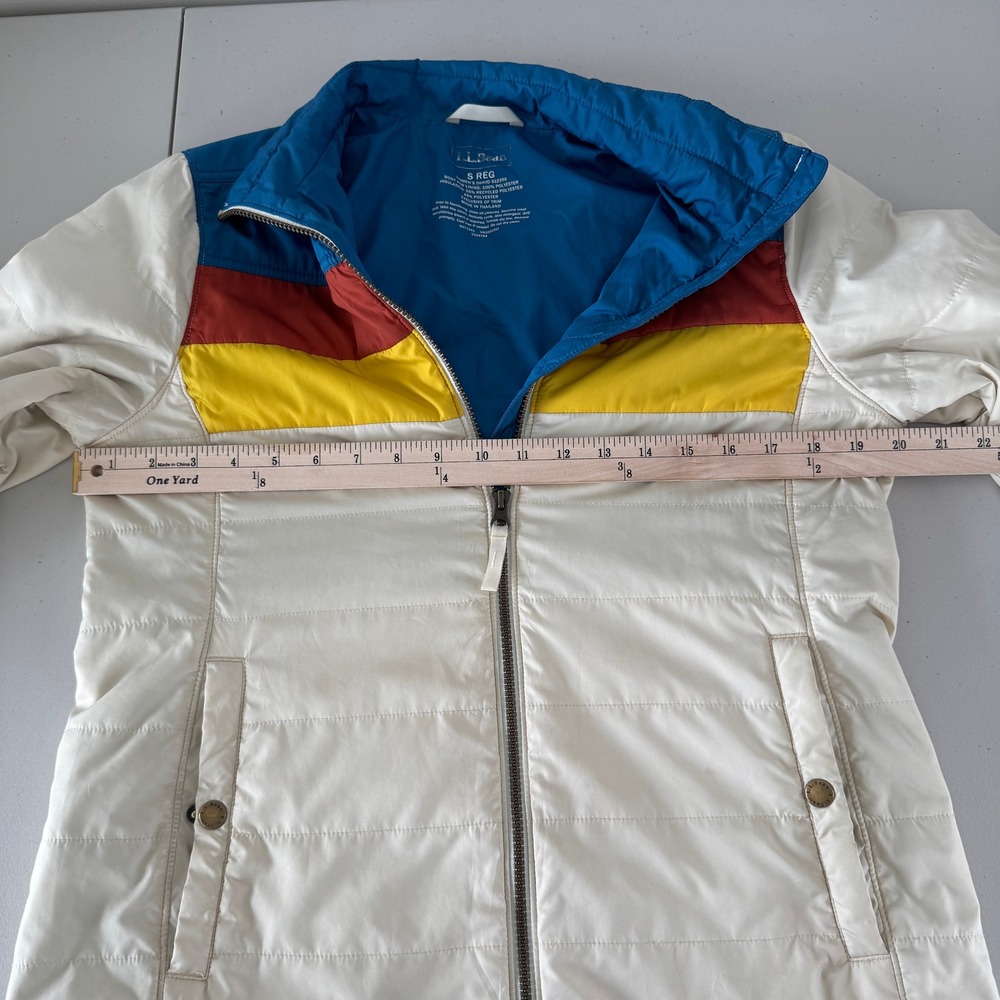 LL Bean Puffer Jacket Women S Colorblock Quilted Full Zip Retro Gorpcore Tan - Picture 11 of 14